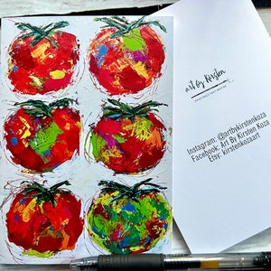 Abstrakt, Obst, Tomate, Pop Art, Grußkarte, Kunstdruck, Briefpapier, Fine Art Karte, Geschenk, Freund, Betreuer, Lehrer
