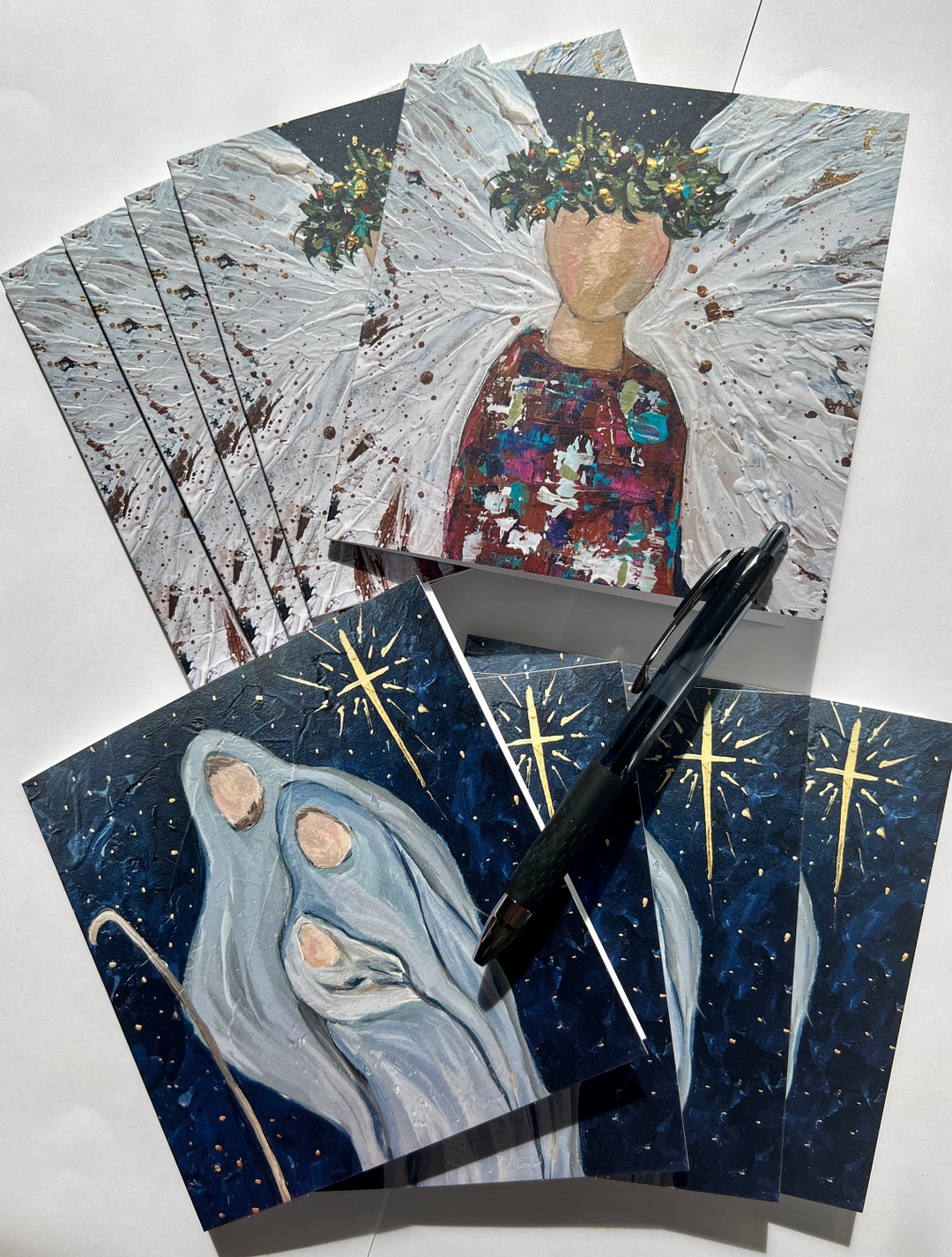 Christmas Cards, Fine Art Cards, Angel, Holy Family, Fine Art Printed
