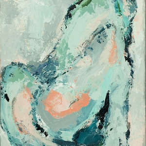 Coastal art, shell, oyster, abstract, canvas, painting, art, Oyster I