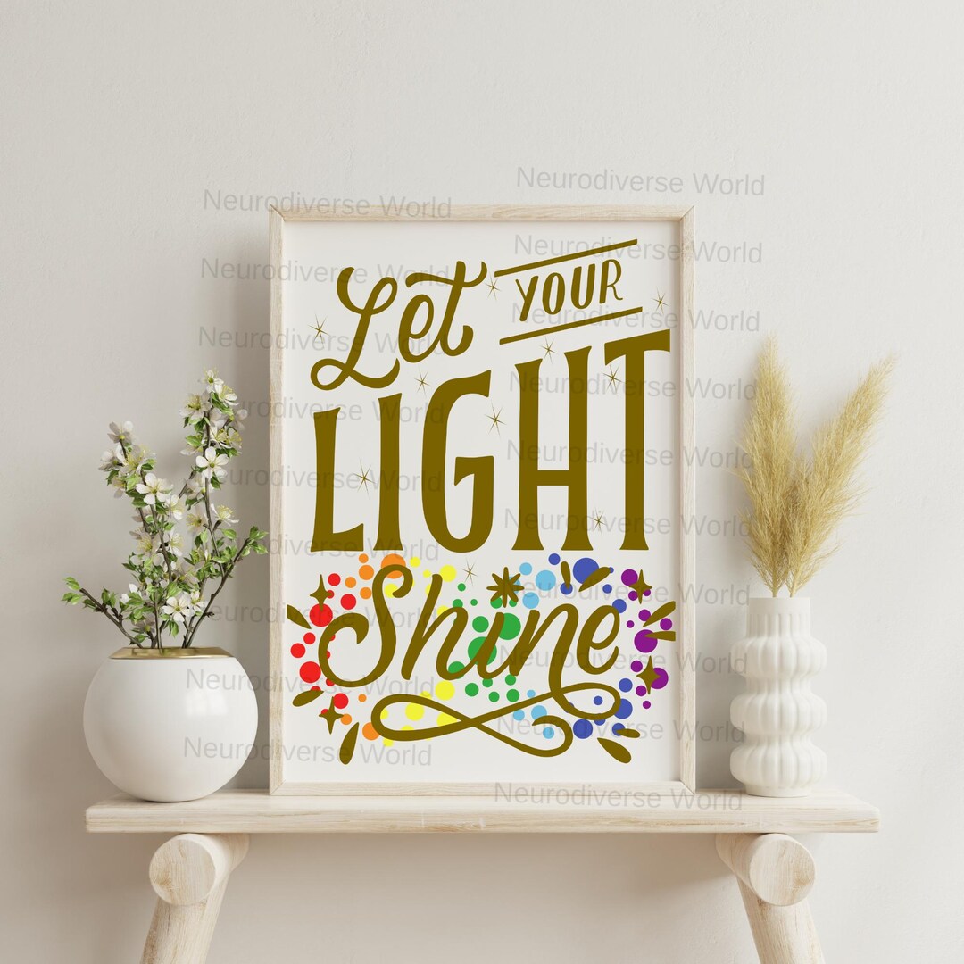 Let Your Light Shine Wall Art, Printable Wall Art, Sublimation Designs ...