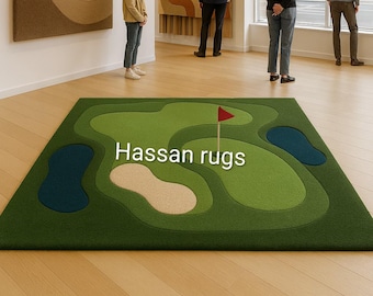 Hand Tufted Golf Course Rug | 3D Carved Kids Playroom Carpet