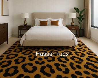 Hand-Tufted Wool Leopard Print Rug - Modern Accent Carpet