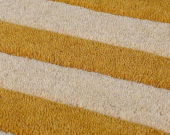 Tappeto a righe in lana annodato a mano, bordo smerlato, arredamento moderno per la cameretta dei bambini