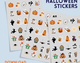 Pegatinas de calabaza de Halloween, pegatinas de fantasmas, pegatinas de brujas, calcomanías con temática de Halloween, regalo de truco o trato, diseño lindo de Halloween, regalo de trato