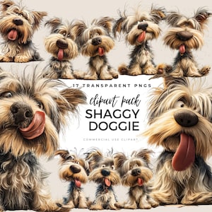 Watercolor Scruffy Dog Clipart: High-Res PNG Images (Digital Download Kit)