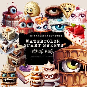 Clipart Halloween-taart: Leuke griezelige desserts, griezelige lekkernijen png, griezelige leuke spooktaart, Halloween-desserts, Halloween-cupcakes