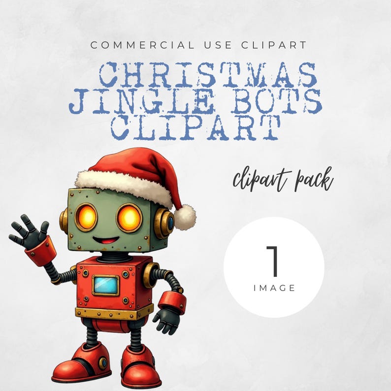 Christmas Robot Clipart: Jingle Bot PNG Images (digital Download) - Etsy