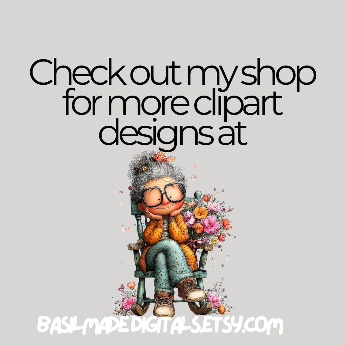 Funny Grandma Clipart – Whimsical Nana PNG Digital Crafters Bundle – 11 ...