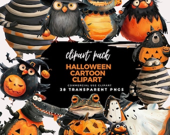 Halloween  Clipart: Spooky Character PNG Images (12x12 Inch Digital Download)