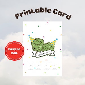 DRUCKBARE Dungeons and Dragons Themed Geburtstagskarte | Lustige und niedliche Geburtstagsgeschenke | DnD Geburtstag | W20 Würfelkarte | Kritische Rolle Geschenke