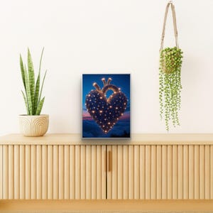 Impression galaxie coeur étoilé : oeuvre d&#39;art murale cosmique romantique (téléchargement PDF format A4)