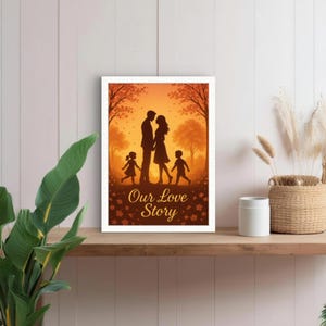 Family Silhouette Poster – Romantic Love Story Wall Art, Couple & Family Home Decor