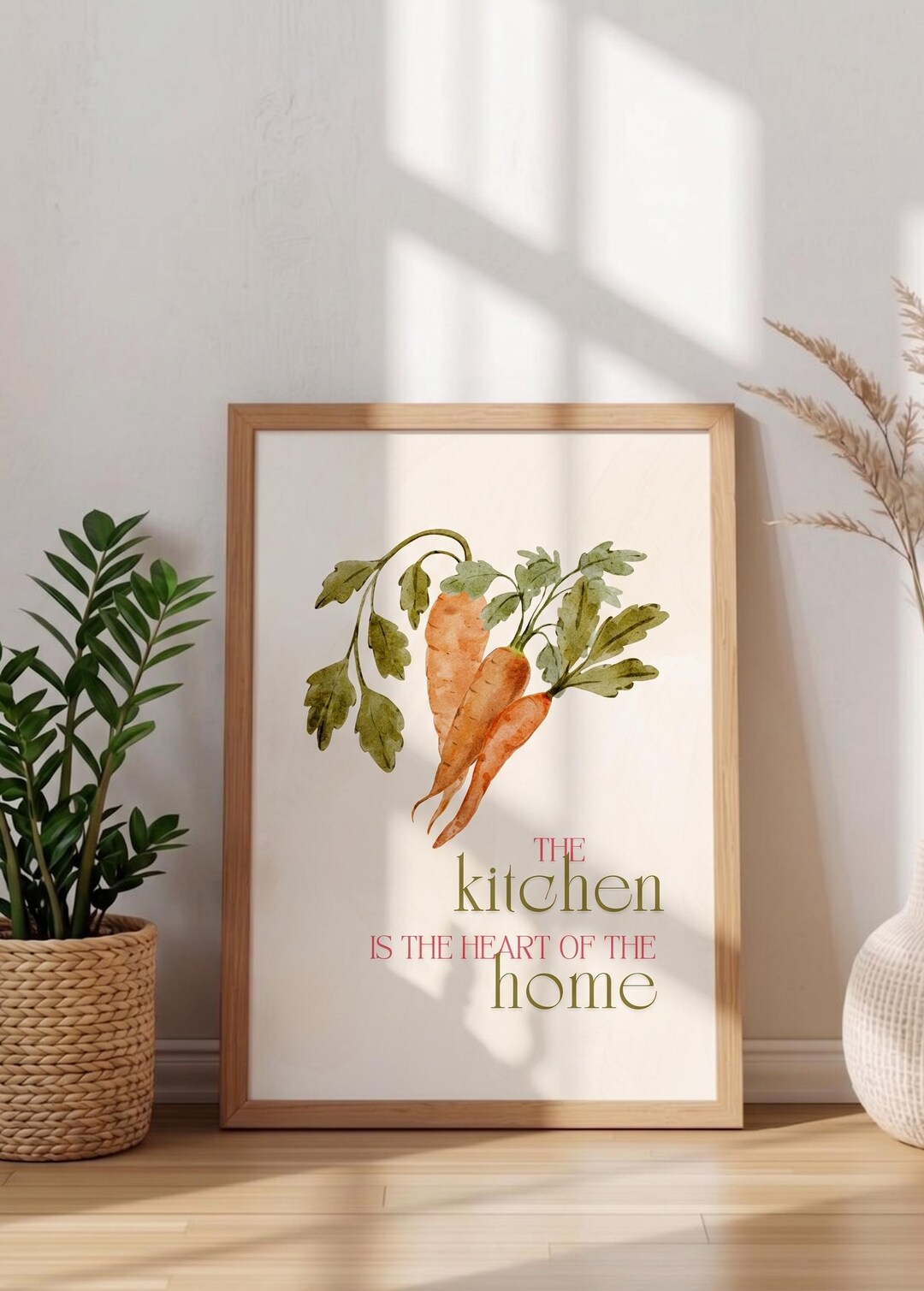 rustic vegetable kitchen prints | 3-piece wall art |... Kitchen Printable Wall Art | Farmhouse Kitchen Decor, Carrot Watercolor ...