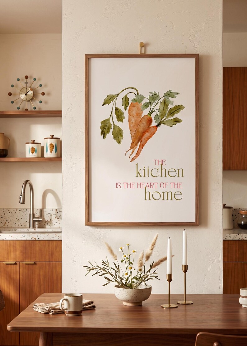 rustic vegetable kitchen prints | 3-piece wall art |... Kitchen Printable Wall Art | Farmhouse Kitchen Decor, Carrot Watercolor ...