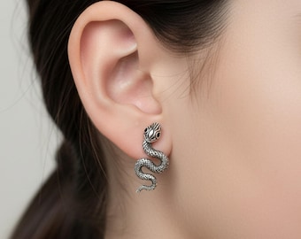925er Silber Schlangen Ohrringe • Schlange Ohrstecker • Gothic Schlangen Schmuck • Reptilien Ohrringe für Frauen • Boho Schlangen Ohrringe