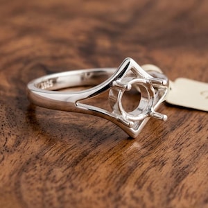 925 sterling silver rund 6 mm förskårad blank V-formad ring, lämplig för zirkon- och steninfattningar, förlovningsring, presenter till henne