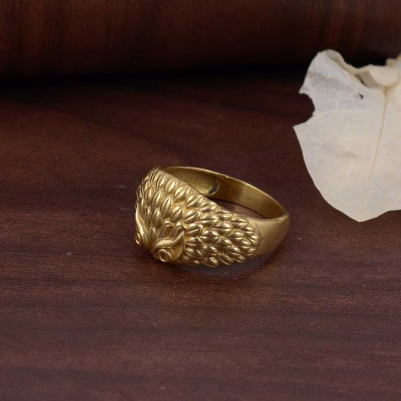 Brass Owl Ring: Vintage Gold Bird Ring, Dainty Jewelry