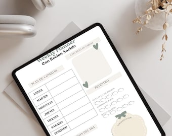 Newborn Weekly Planner Printable | Baby Tracker | New Mom Organizer | Feeding, Diaper, Sleep Log | Minimalist Boho PDF Spanish
