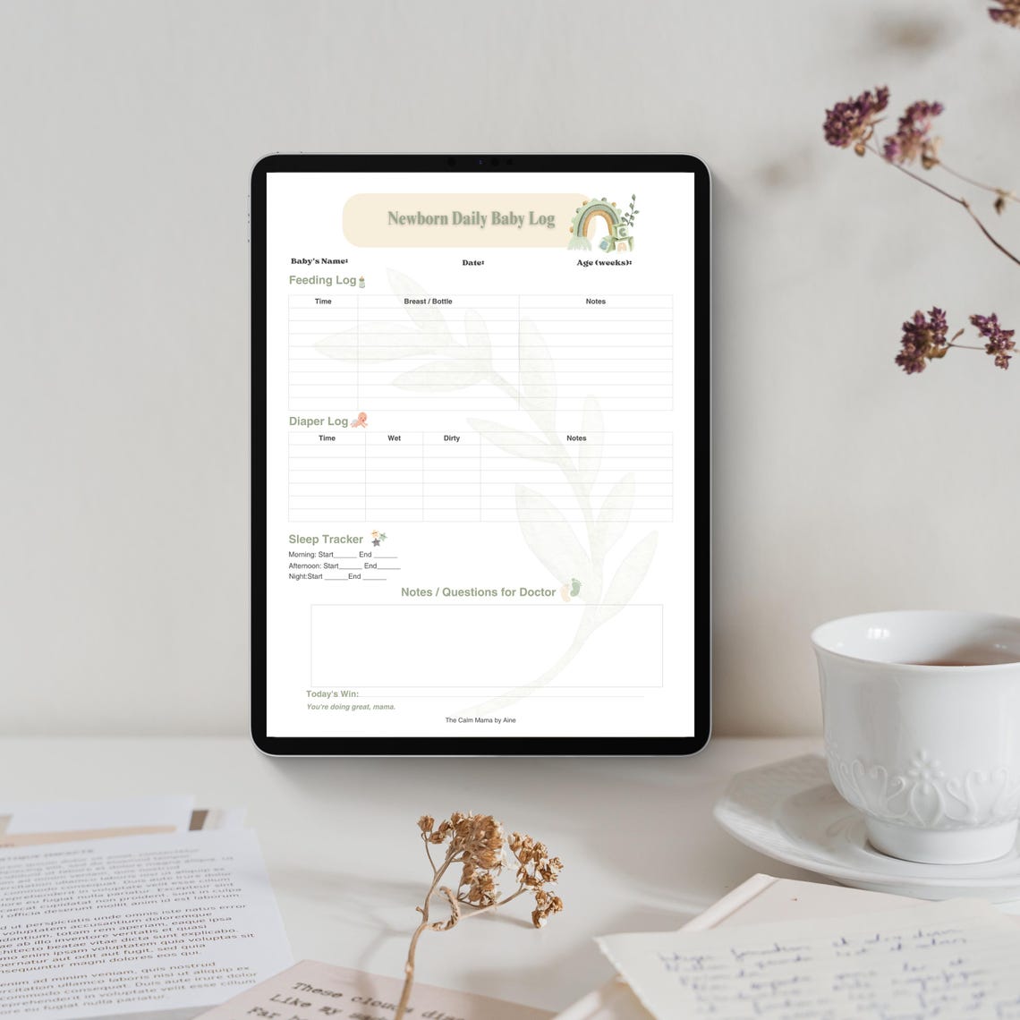 Newborn Daily Log Printable | Baby Feeding, Diaper, & Sleep Tracker ...