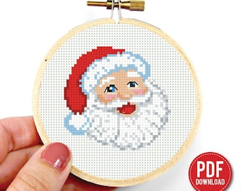Christmas Santa Claus Cross Stitch pattern PDF, New Year pattern, Instant download, Small, beginner counted