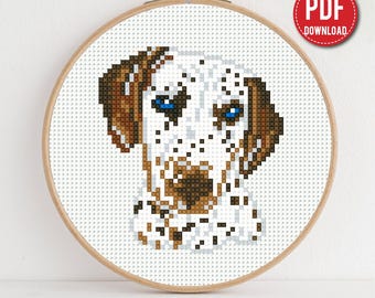 Mini cane dalmata Schemi a punto croce, animale, astratto, animale domestico, principiante contato, moderno, regalo fai da te, ricamo, PDF digitale istantaneo