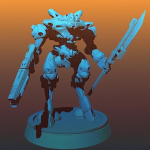 Biomorph V-13 Robot Statue 3D Model Design with Assembly Key, 3D Digital Printing for 3D Printers Mecha