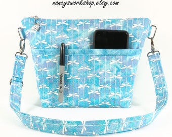 Woman's Crossbody Purse, Handmade Crossbody Purse, Dragonfly Crossbody Purse, Blue Crossbody Bag