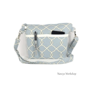 Woman&#39;s Cross Body Purse, Fabric Cross Body Purse, Blue Cross Body Purse, Washable Cross Body Bag