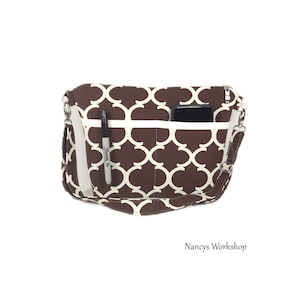 Woman&#39;s Cross Body Purse, Fabric Cross Body Purse, Washable Cross Body Purse, Brown Cross Body Bag