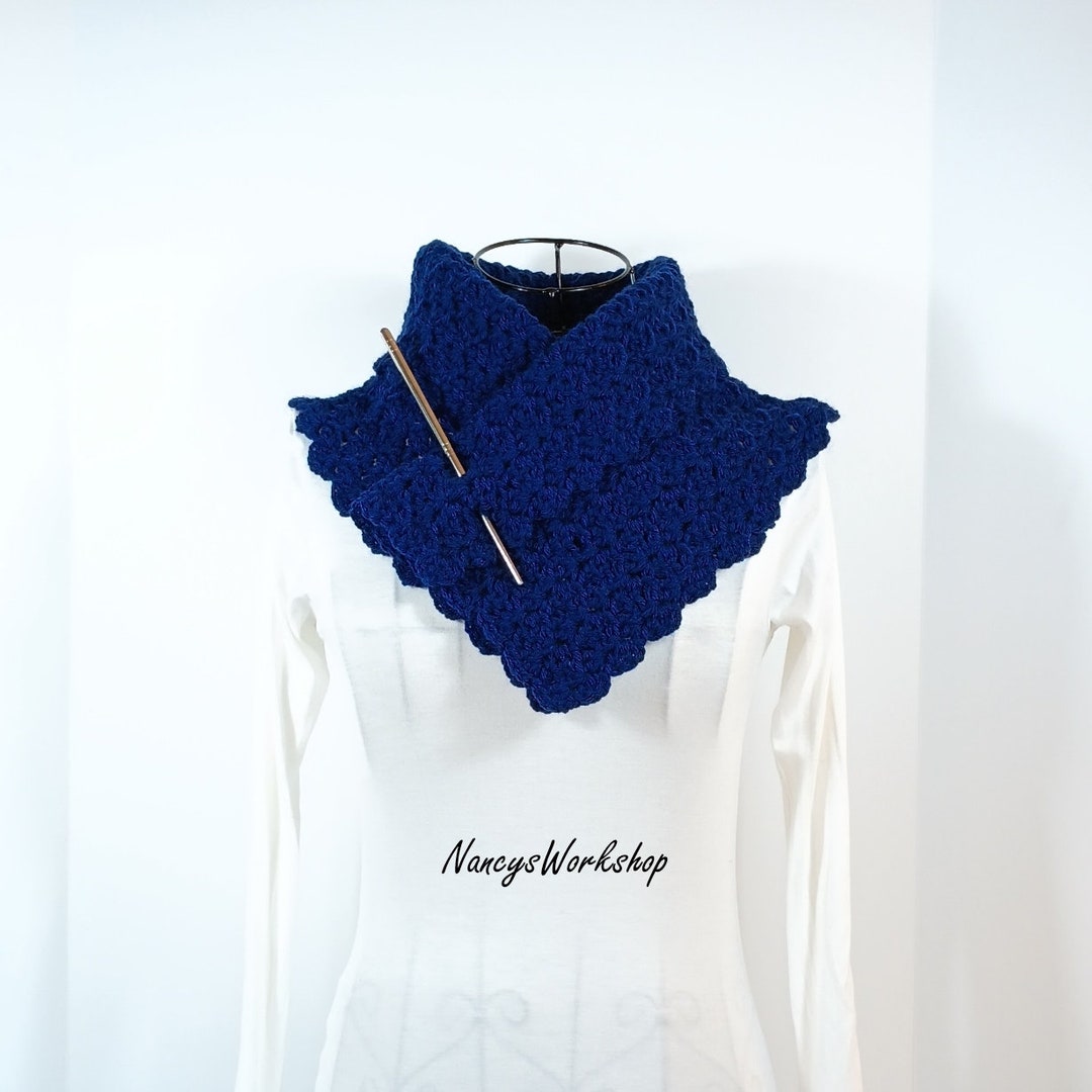 Woman's Wrap Around Neck Warmer, Navy Neck Warmer Scarf, Fashion Neck