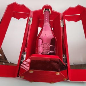 ANGEL Champagne NV Rosé Demi Sec Empty Bottle & Luxury Mirror Display Case Red