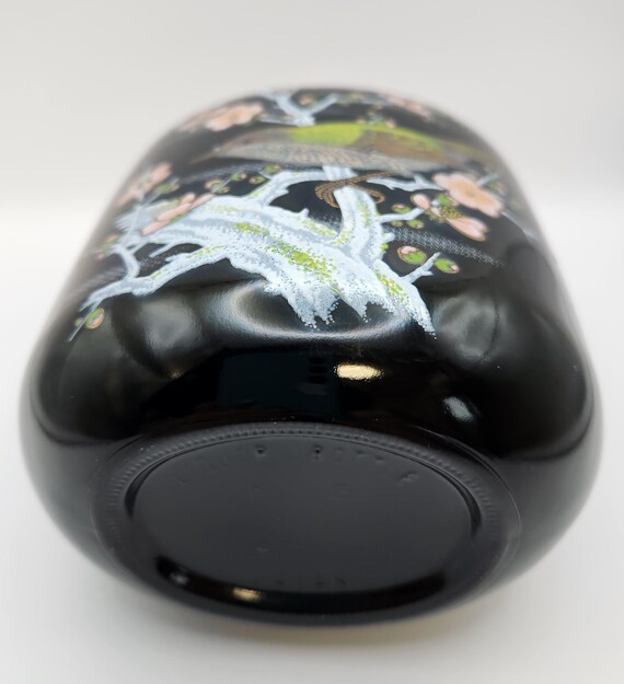 ヴィンテージ サントリー ウイスキーボトル – 梅と鶯 – 手描き陶器