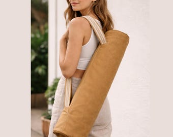 Yoga Mat Bag Zipper, Cotton Yoga Carrier Shoulder Strap, Pilates Fitness Holder, Workout Tote