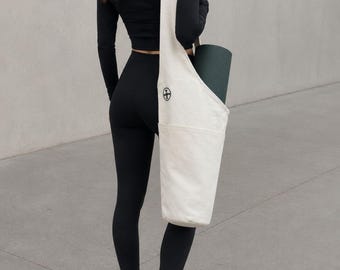 Bolsa minimalista para esterilla de yoga, 100% algodón, para pilates, compatible con la mayoría de esterillas, bolsa de viaje para fitness.