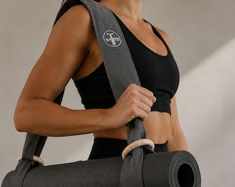 Tracolla per tappetino yoga, tracolla regolabile in cotone, porta tappetino minimalista, accessorio unisex ecologico
