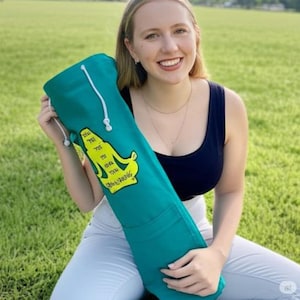 Handmade Yoga Mat Bag – 100% Cotton with Embroidery Design & Inspirational Quote – Eco-Friendly Carrier for Gym and travel