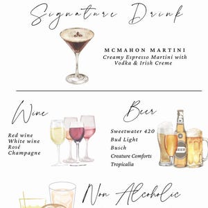 Signature Drinks Wedding Bar Sign – Editable Template
