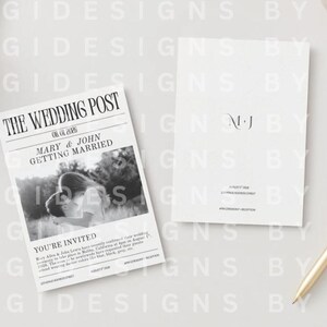 Plantilla de diseño de noticias para invitaciones de boda