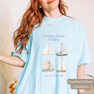 Nautical Golden Hour T Shirt, Graphic Sailing Tee, Unisex Nautical Shirt, Boating Shirt, Boaters Gift