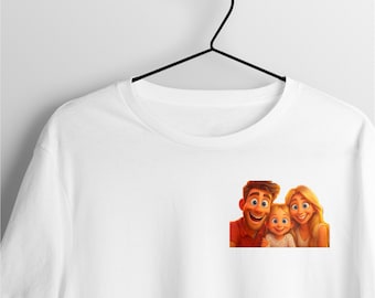 Personalized Family Portrait T-Shirt: Custom Cartoon Chest Print