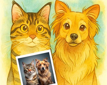 Custom Anime Pet Portrait: Whimsical Animal Illustration, Poster or Canvas
