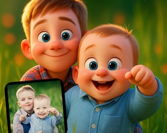 Custom Baby Cartoon Portrait: Personalized Nursery Wall Art