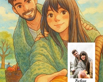 Spersonalizowany, fantazyjny portret pary z anime – cyfrowa ilustracja do pobrania, spersonalizowany romantyczny prezent na rocznicę