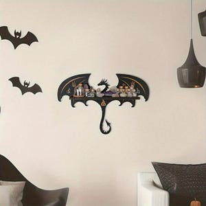 Dragon Shaped Floating Wall Shelves Gothic Witchy Wooden Wall Mounted Display Rack