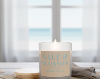 Beach Coastal Candle - Summer Soy Wax Relaxing Home Fragrance Jar With Wood Lid