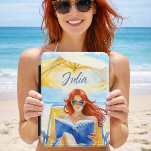 Personalized Kindle Case Beach Reader Gift, Custom Name Kindle Paperwhite Cover, Coastal Summer Reading Case, Vacation Reader Gift for Her