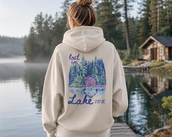 Sudadera con capucha extragrande Snow Wash Lake Time, sudadera Lake Cabin, jersey acogedor para la vida en el lago