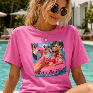 Comfortkleuren grappige pop meme-shirt, poolparty-T-shirt, flamingo float zomer grafisch T-shirt cadeau