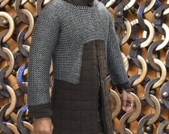 Chainmail Hauberk: 9mm Flat Riveted Ring Armor, Medieval Knight Costume, SCA Combat Ready