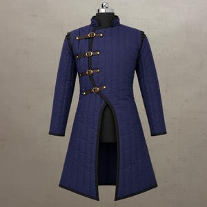 Padded Medieval Gambeson Armor, Black Cotton Viking Jacket for LARP Battle, SCA Armor Padding
